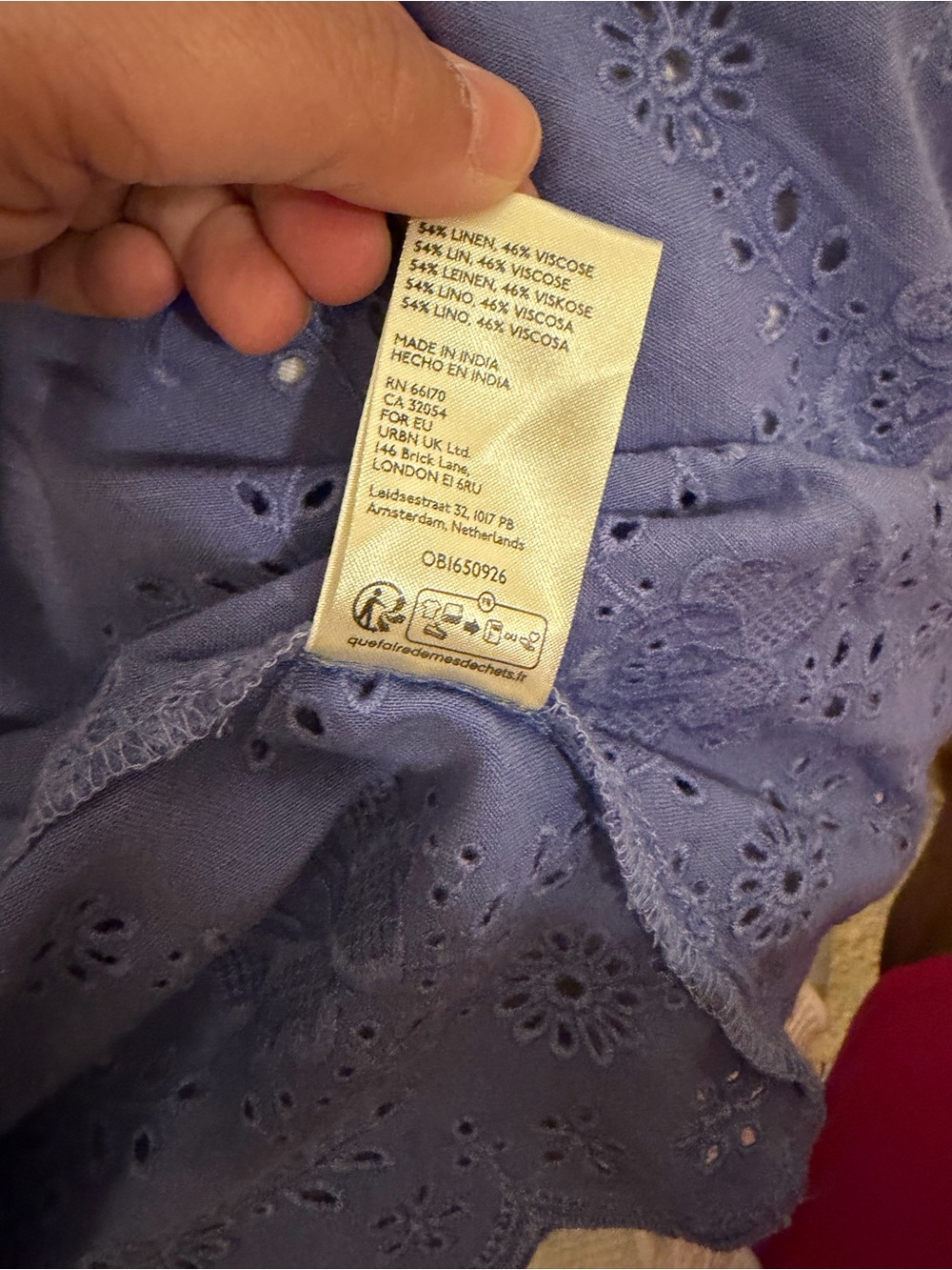 Free People Evelyn Eyelet Linen Midi Dress - Periwinkle Blue Size M - Picture 3 of 5